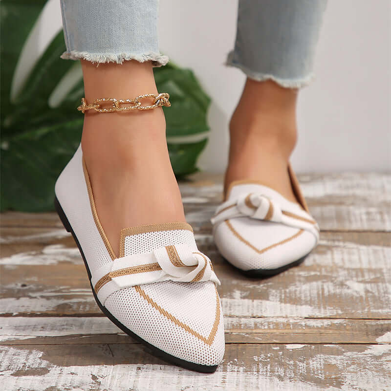 casual summer shoes for women Pointed Toe Bow Flat Shoes for Women
