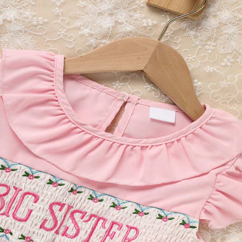 toddler girl dress with bow Pink Ruffle Sleeve Dress