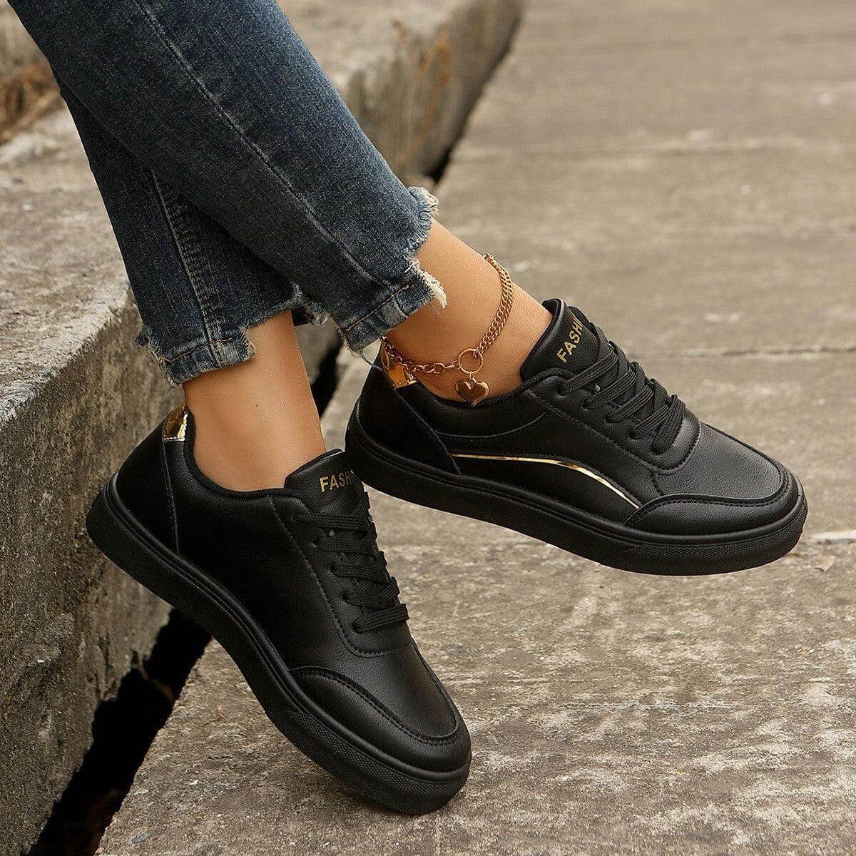 white casual shoes for women Lace-up White Flats Shoes