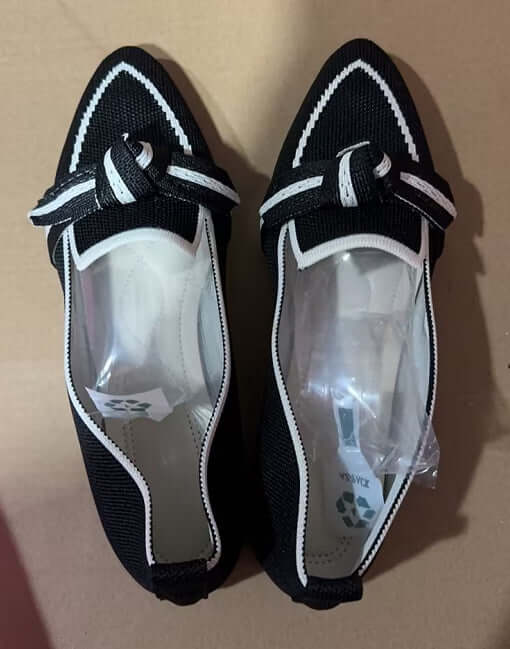 casual summer shoes for women Pointed Toe Bow Flat Shoes for Women Black Size41