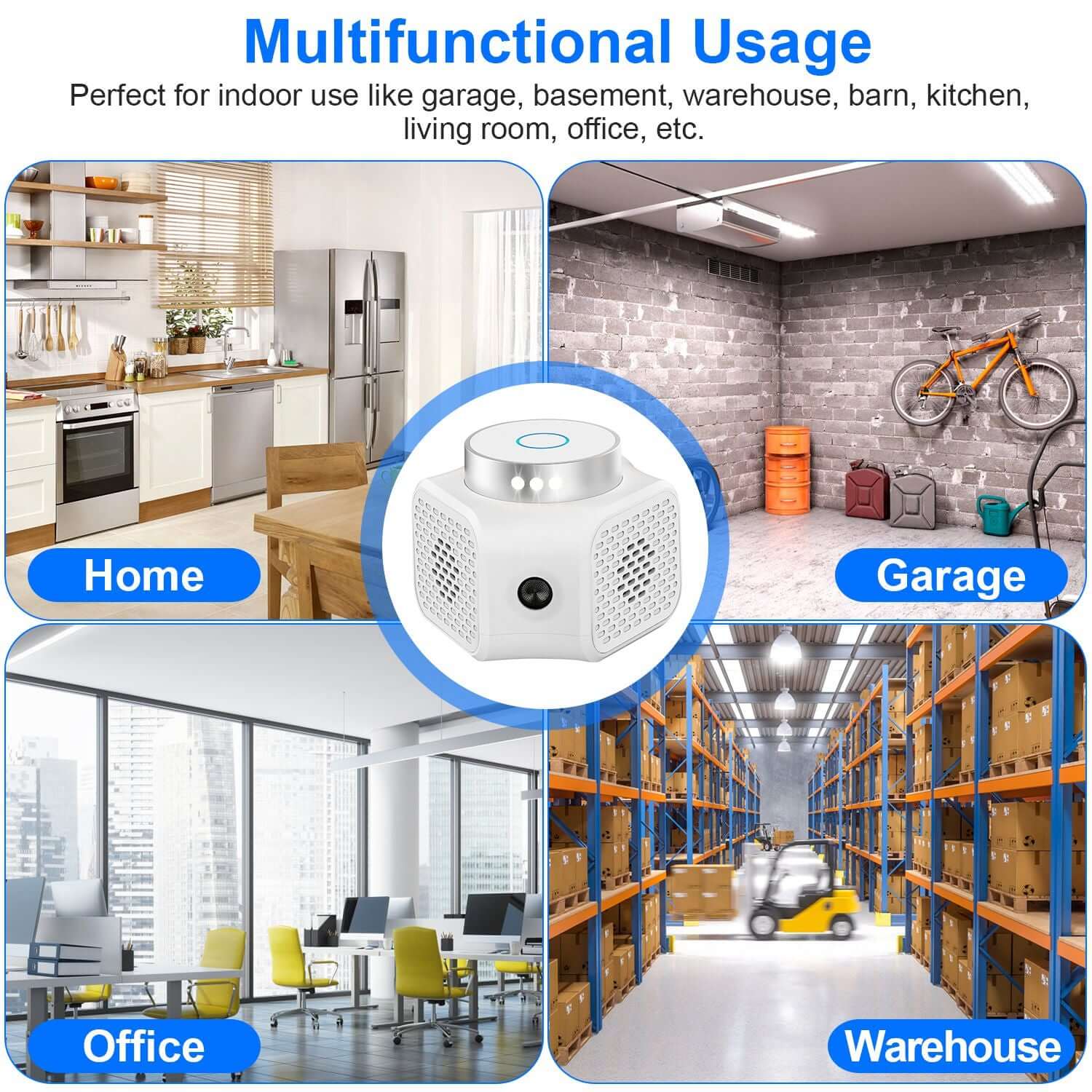 Indoor rodent repellent 360 Degree Ultrasonic Rodent Chaser for home, garage, office, and warehouse use.