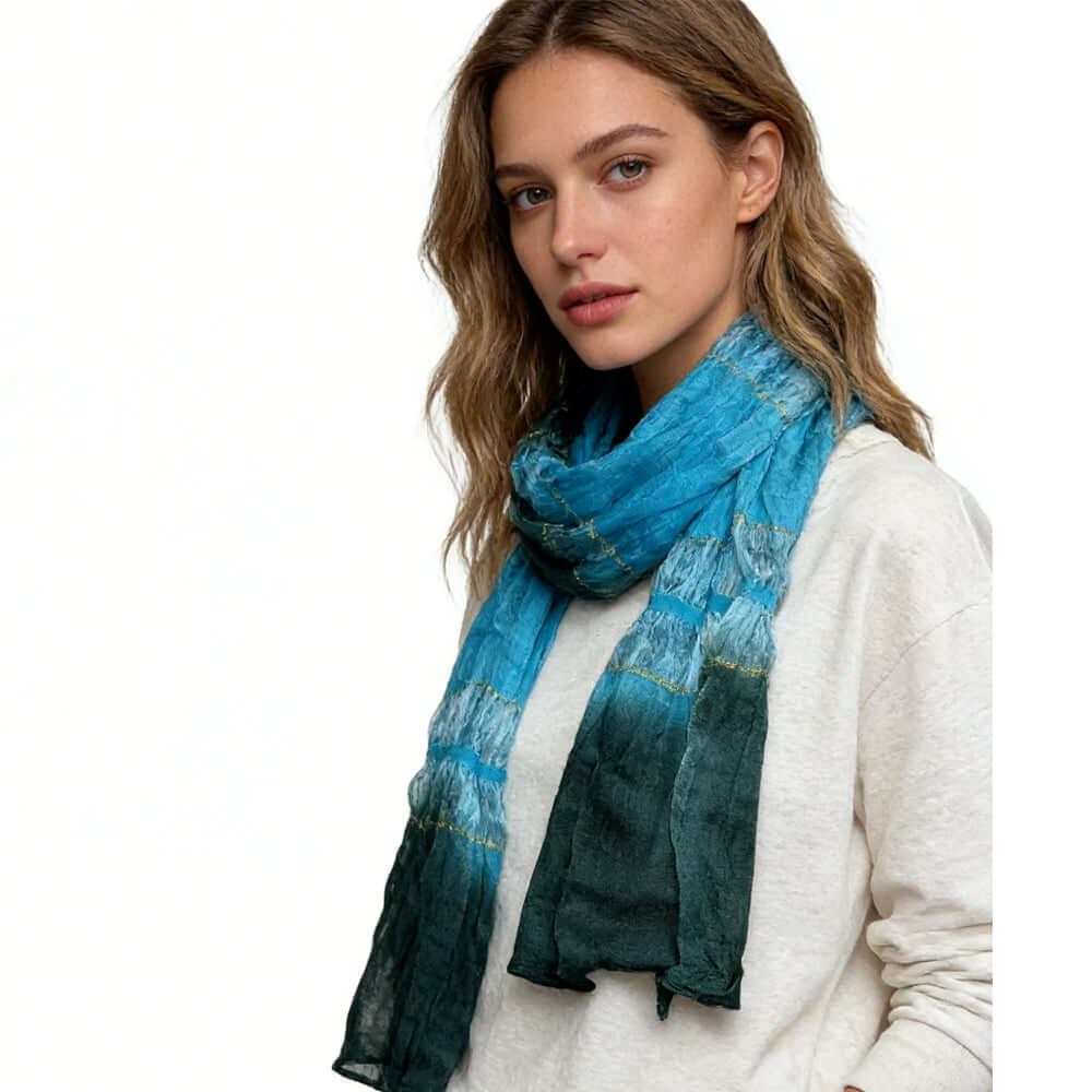 Accessories for winter Turquoise Metallic Scarf Multicolor