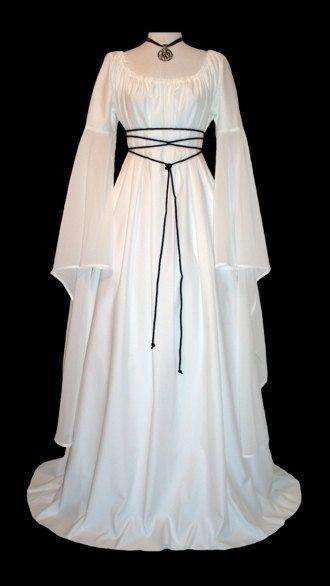 Halloween Long Sleeve Round Collar Belt Irregular Ladies Dress Halloween Witch Costume White