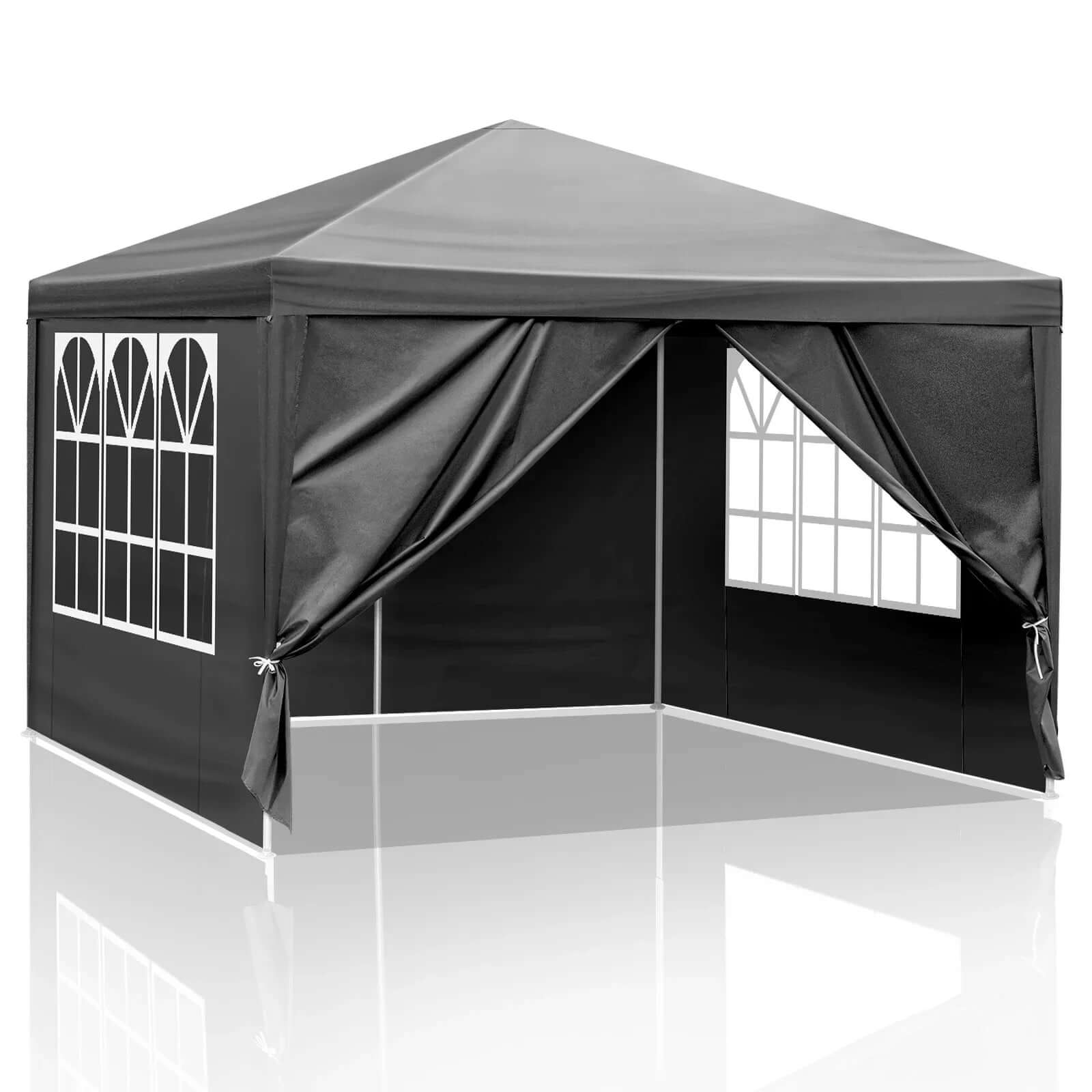 4 Sides Pergola 10x10ft Black, 4 Sides Pergola, PE Cloth