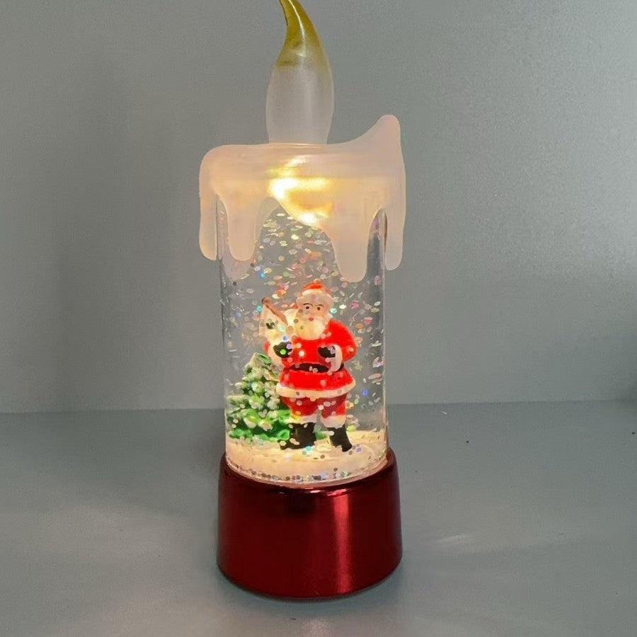 Christmas Decorations Candle Light Scene Layout Red base elderly person