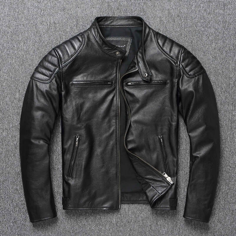 First Layer Cowhide Leather Coat Men&