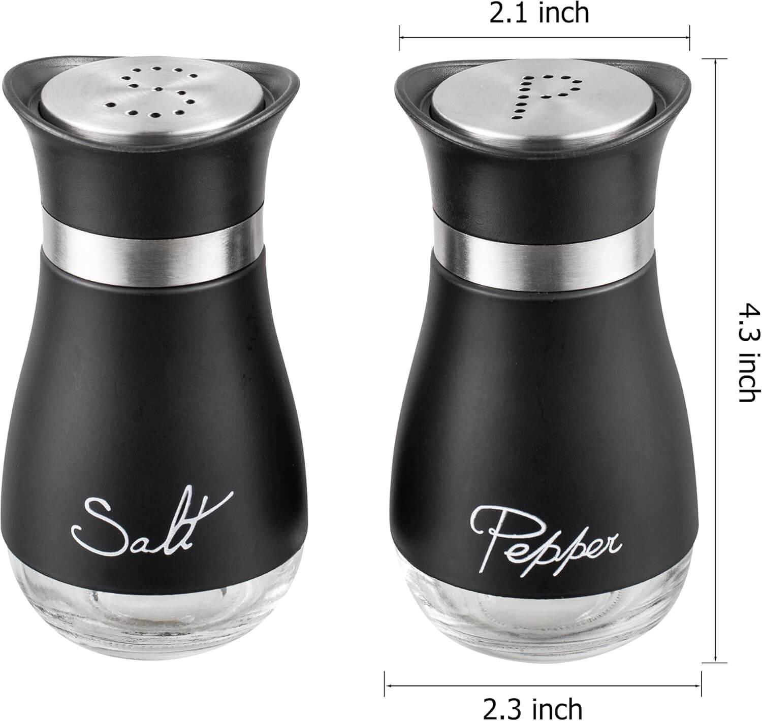 Salt And Pepper Shakers Set - Salt Containers For Gifts, Black