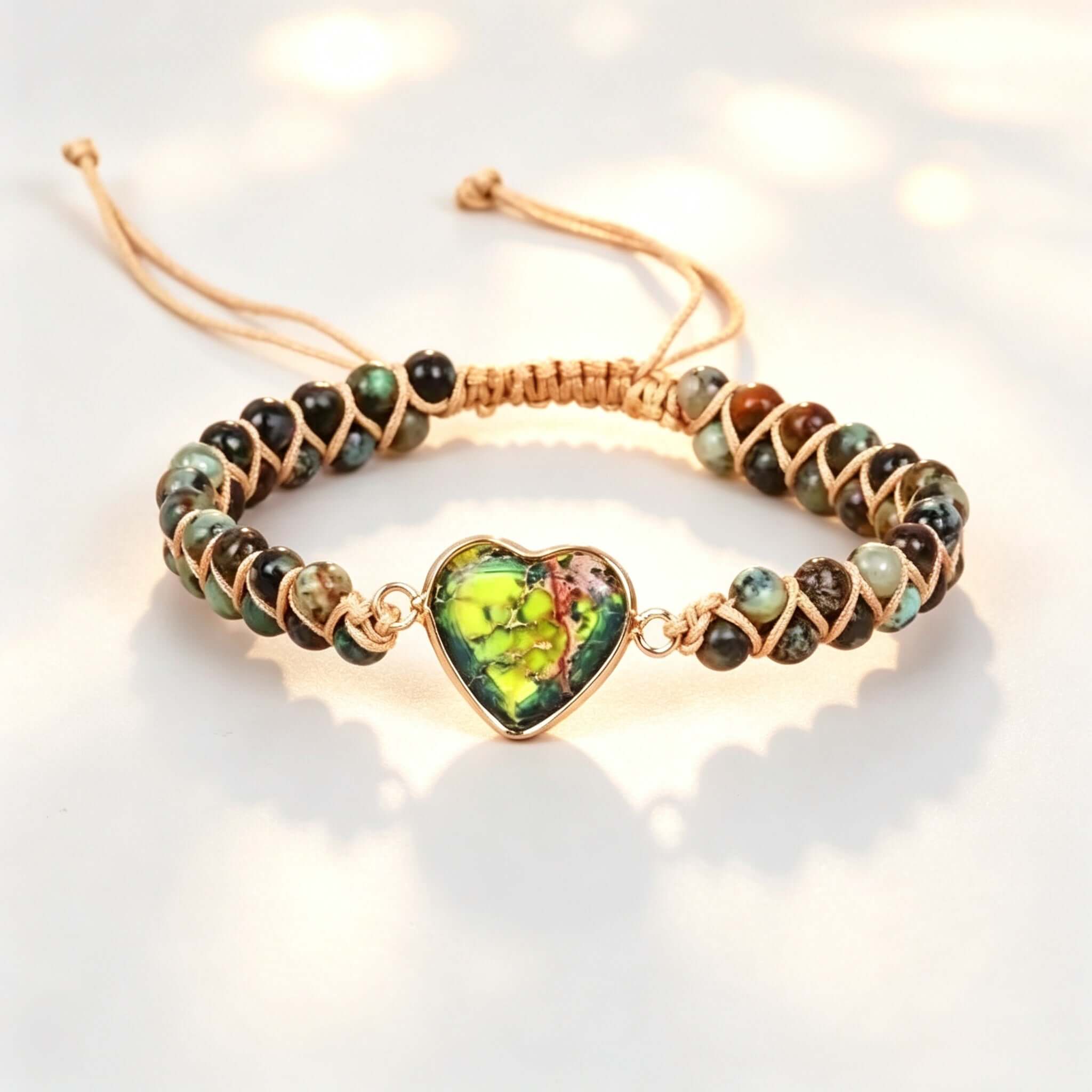 Beaded woven bracelet Heart-shaped Pendant Bracelet African Pine Love Bracelet