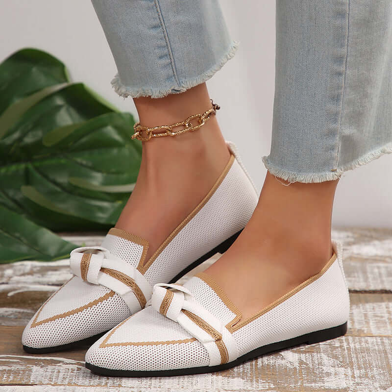 casual summer shoes for women Pointed Toe Bow Flat Shoes for Women