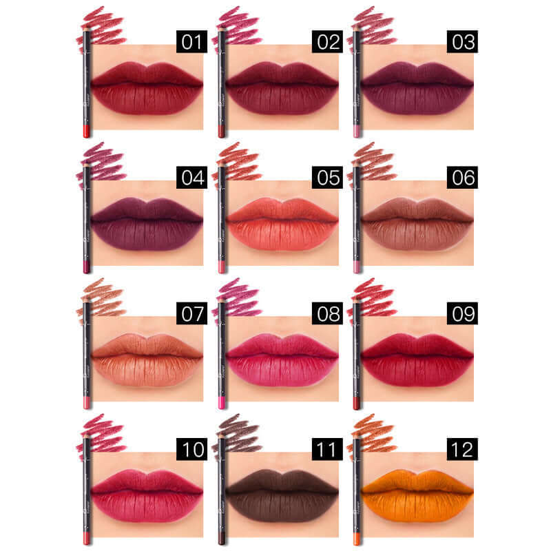Soft lip pencils 12 Color Lip Liner Pencil Set Ultra Fine Lip Liners