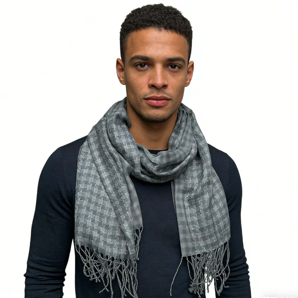 fashionable scarf 2pcs Deep Fringe Grey Acrylic Scarf