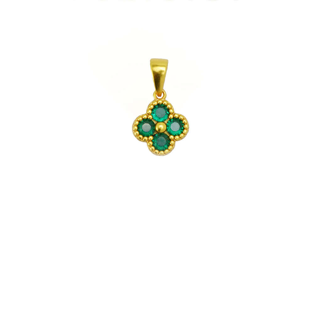 Fashion gold necklace Green 4 Leaf Clover 24K Gold Necklace For Women Green
