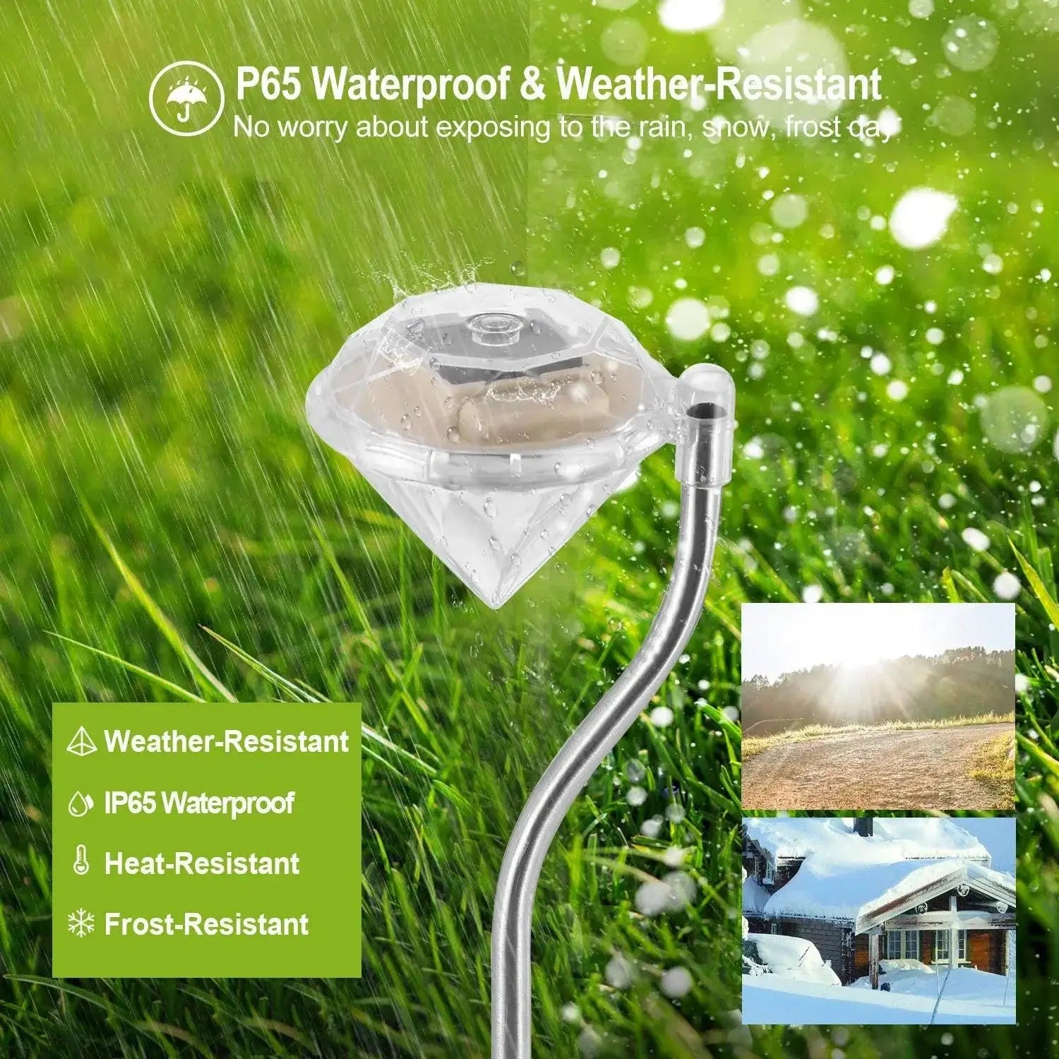 solar lights for yard 4Pcs Solar Garden Light Outdoor Diamond LED