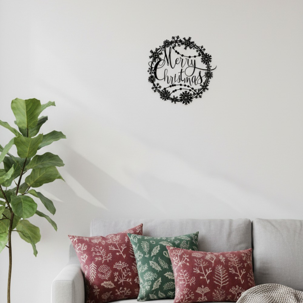 CIFbuy Elegant Merry Christmas Metal Wall Sign Rustproof Festive Hanging Holiday Plaque Rustic, Xmas Indoor Outdoor Decor, For Door Fireplace Lovely, Gift For Family
