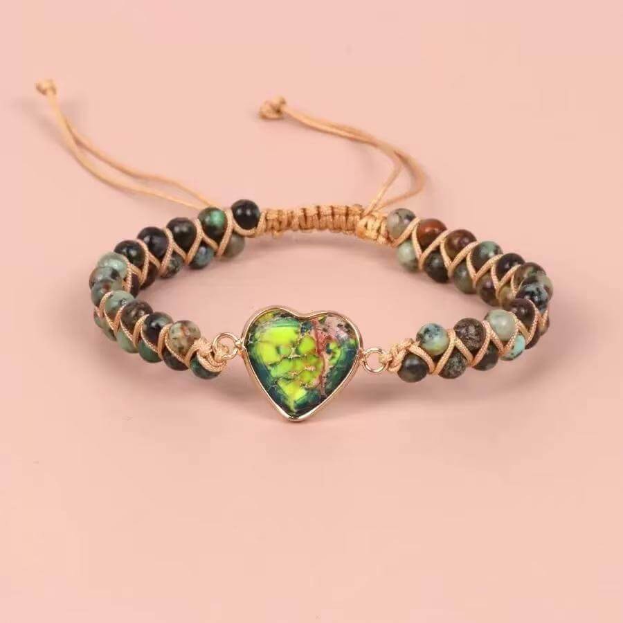 Beaded woven bracelet Heart-shaped Pendant Bracelet