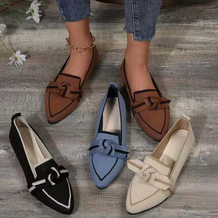 casual summer shoes for women Pointed Toe Bow Flat Shoes for Women