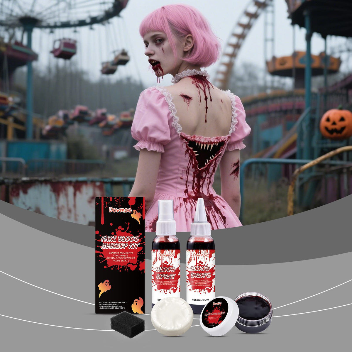 DOWMOO Halloween Fake Blood Makeup Set, 1 Set