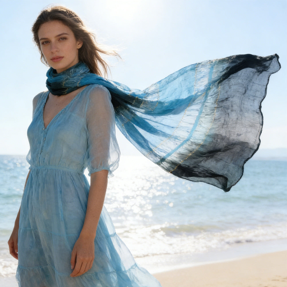 Accessories for winter Turquoise Metallic Scarf