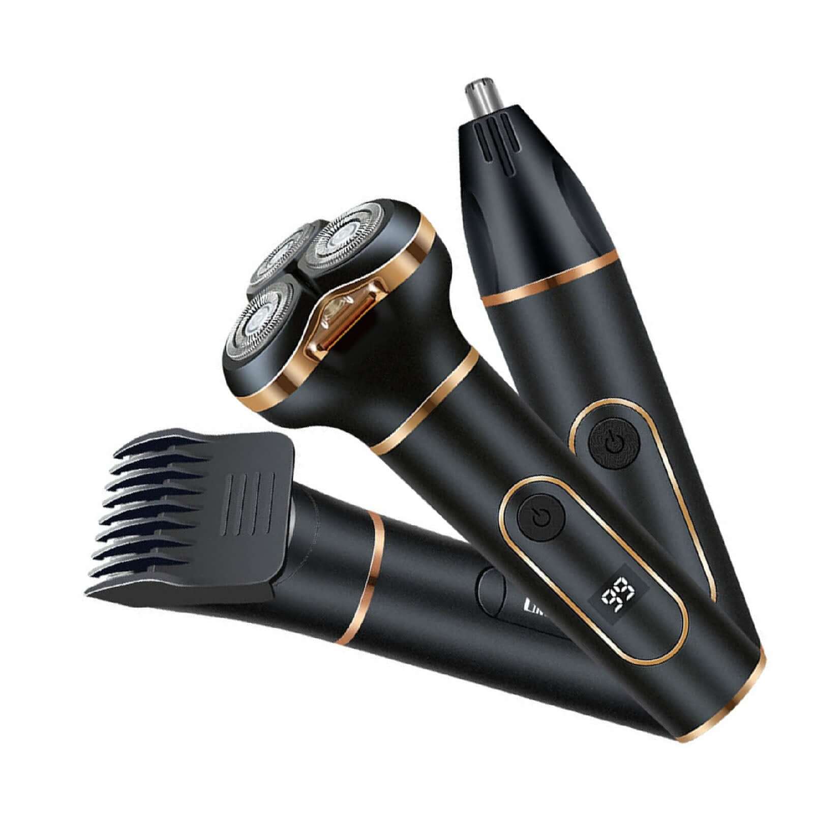 Electric shaving machine for men 3 in 1, featuring beard, hair, and nose trimmers for precise grooming.