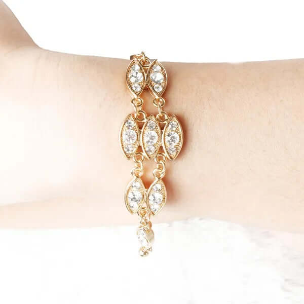 Rhinestone Bracelet Noble Burnished Gold Bling Rhinestone Bracelet