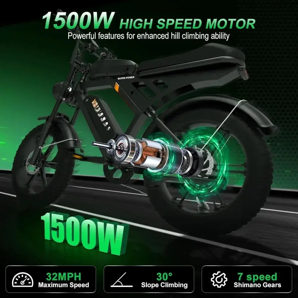 32 MPH Electric Bike , 7 Speed Gear Hydraulic/Disc Brake