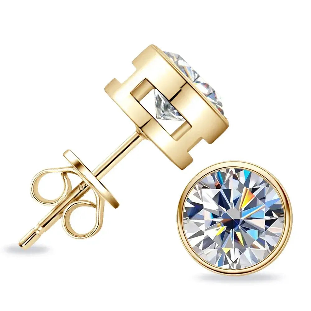 Diamond Stud Earrings 0.5-2ct Moissanite Diamond Stud Earrings Round Gold
