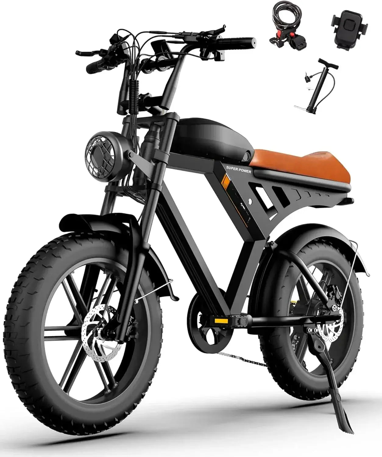 32 MPH Electric Bike , 7 Speed Gear Hydraulic/Disc Brake United States Brown V30-1000W- Lock