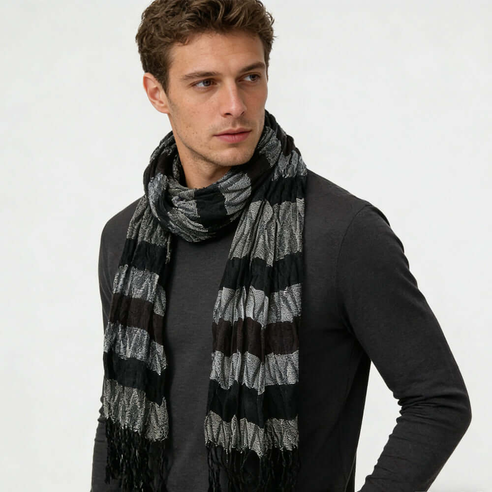 Crinkle scarf Beige Jacquard Crinkle Scarf 66inchx28inch Multicolor