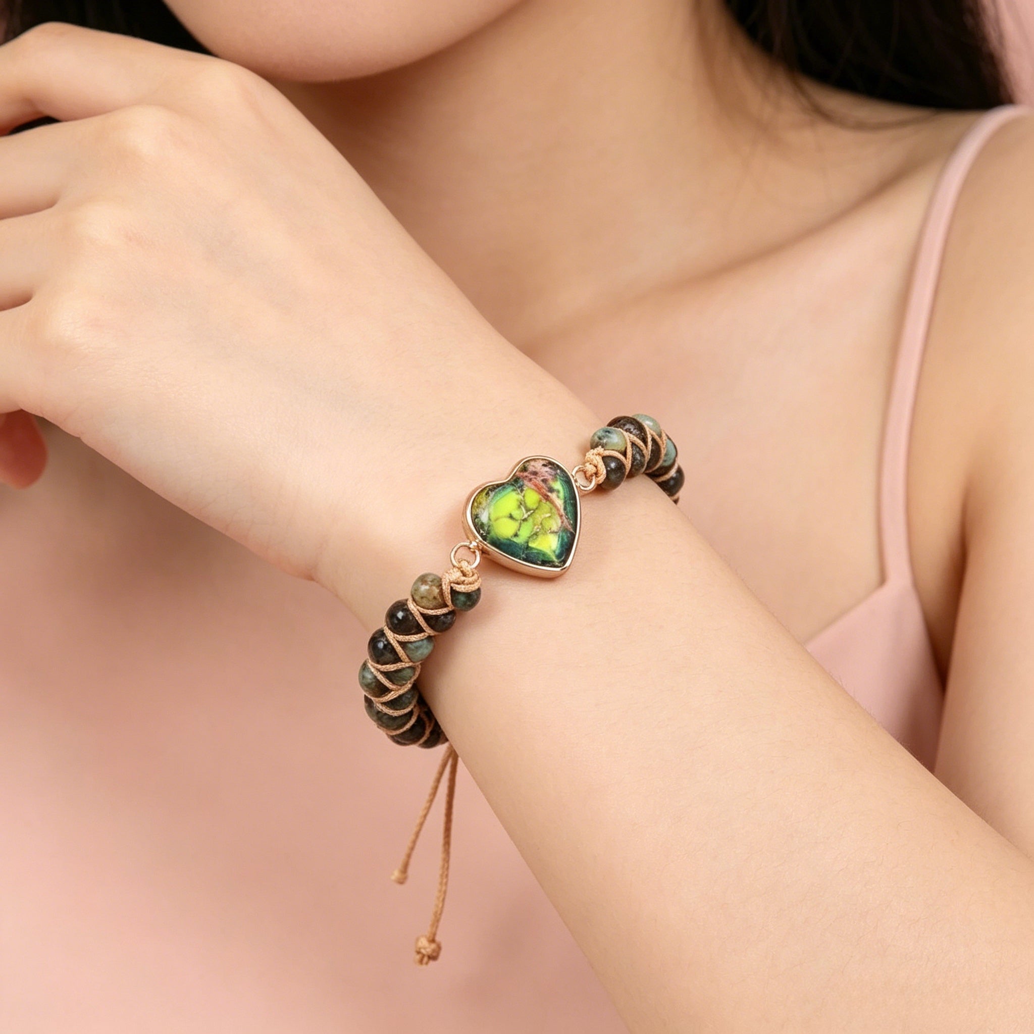beaded woven bracelet Heart-shaped Pendant Bracelet