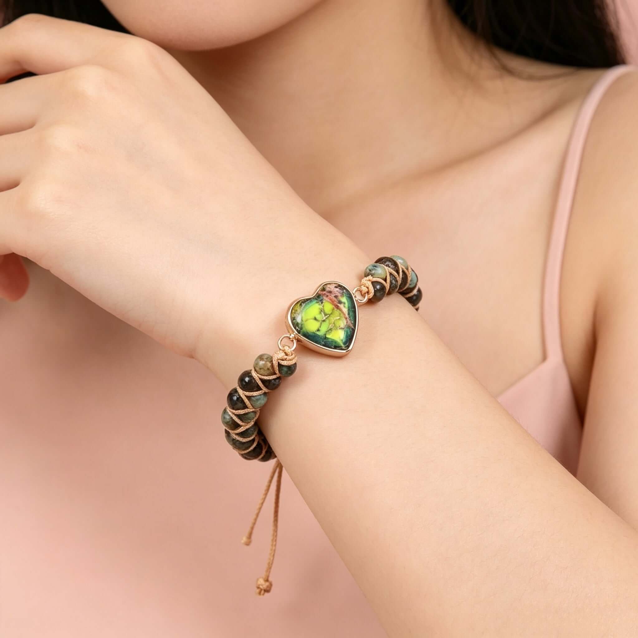 Beaded woven bracelet Heart-shaped Pendant Bracelet