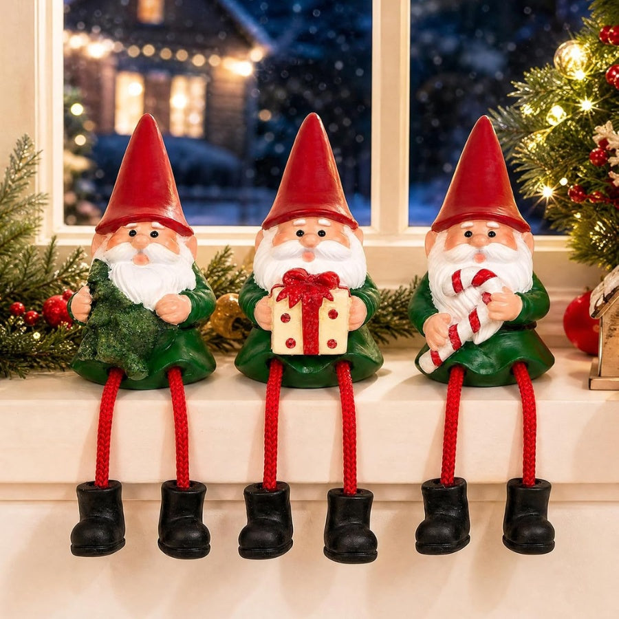 Christmas Gnome Decorations, Shelf Sitter Figurines With Dangling Legs ,3Pcs Christmas