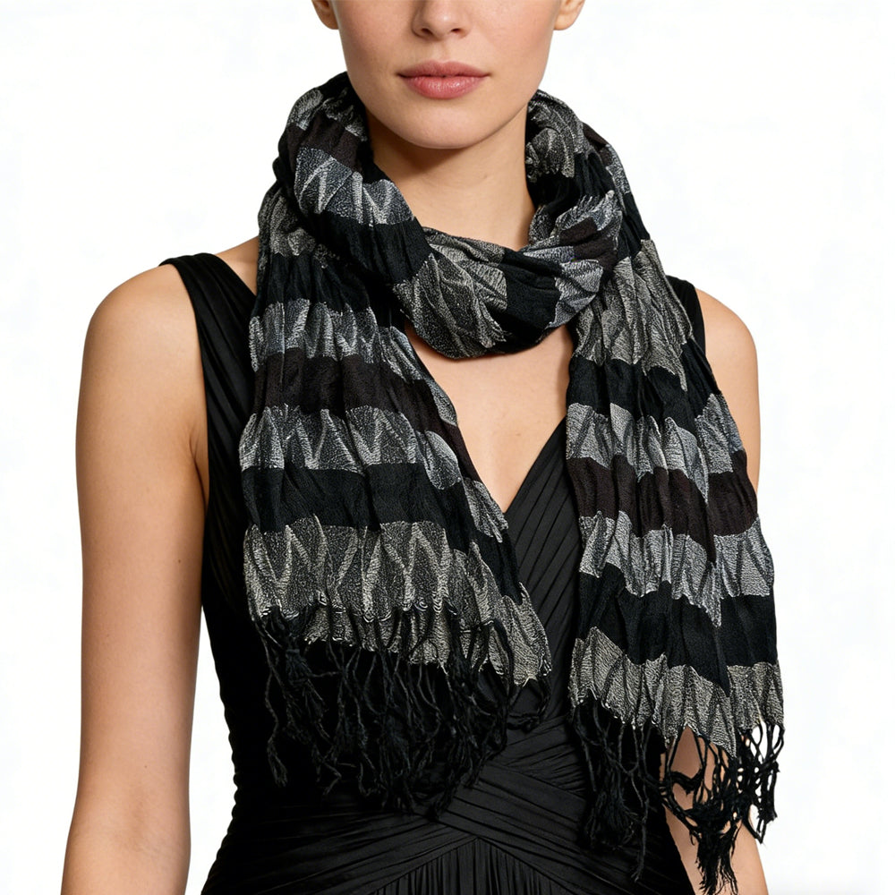 Crinkle scarf Beige Jacquard Crinkle Scarf 66inchx28inch