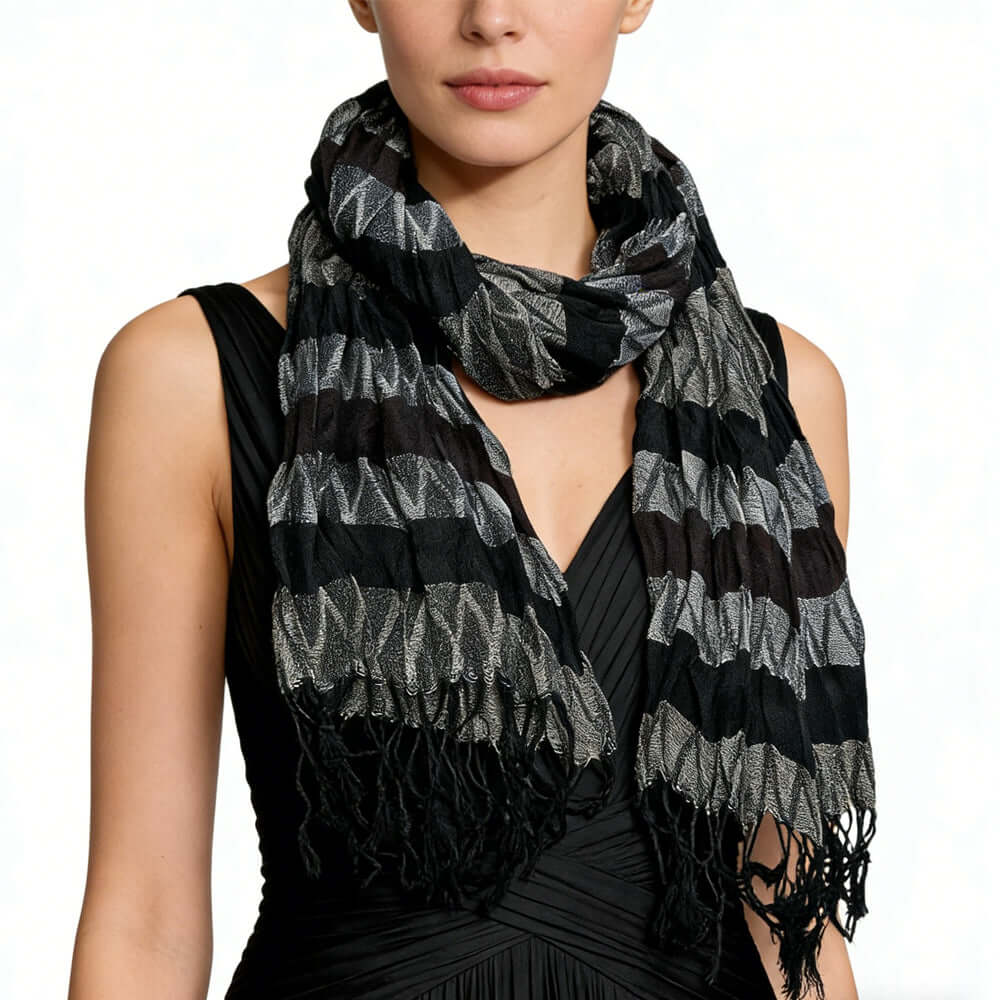 Crinkle scarf Beige Jacquard Crinkle Scarf 66inchx28inch
