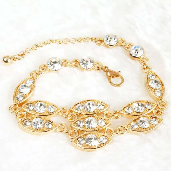 Rhinestone Bracelet Noble Burnished Gold Bling Rhinestone Bracelet