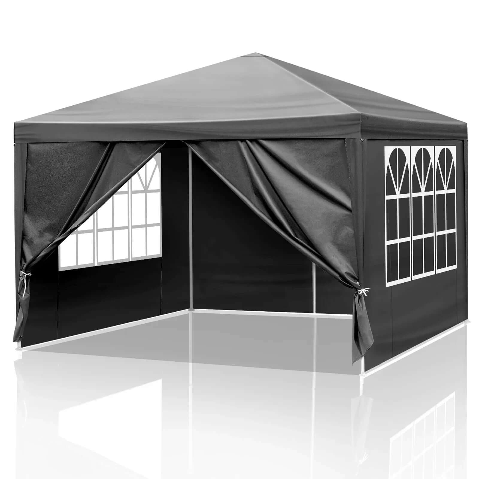 4 Sides Pergola 10x10ft Black, 4 Sides Pergola, PE Cloth Black