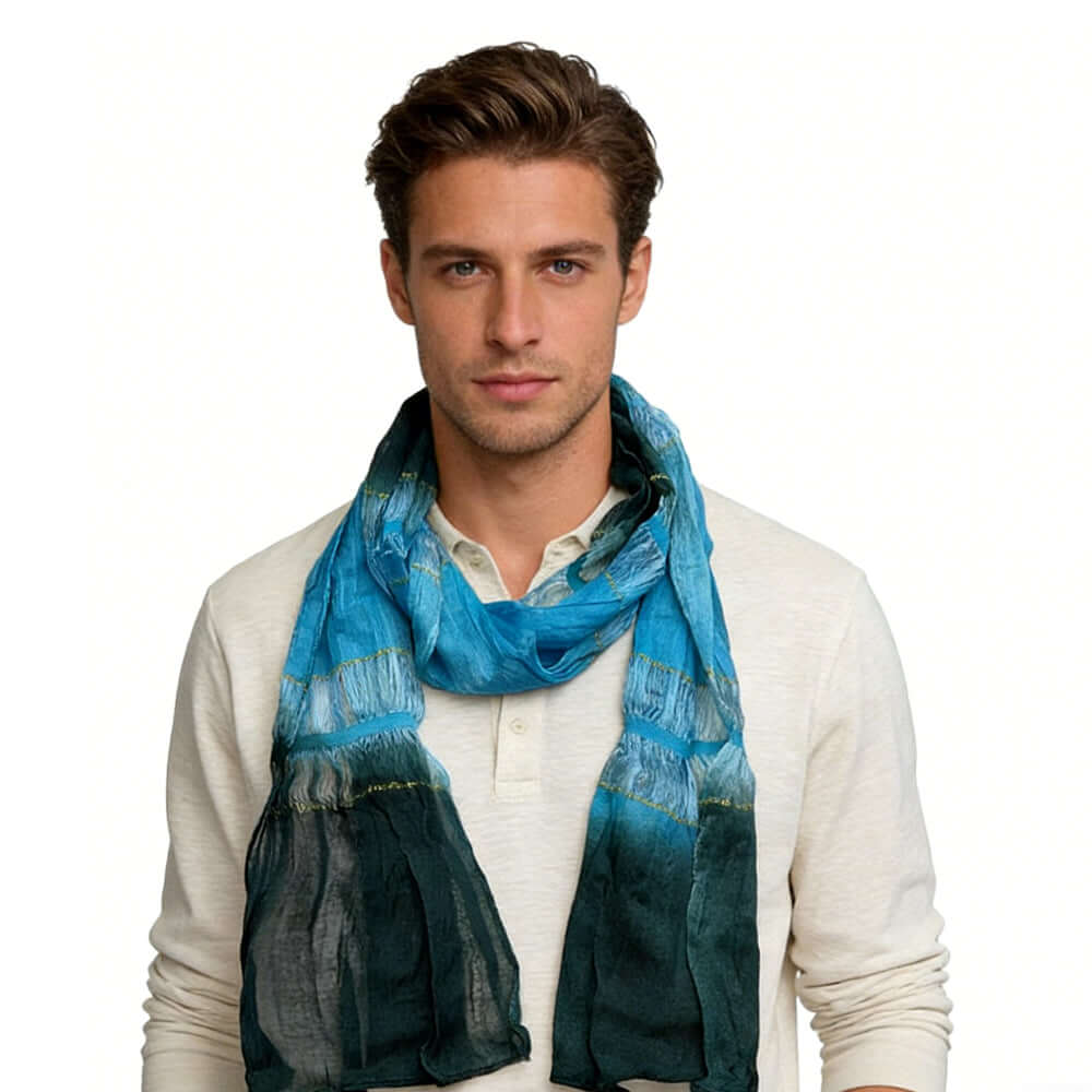Accessories for winter Turquoise Metallic Scarf