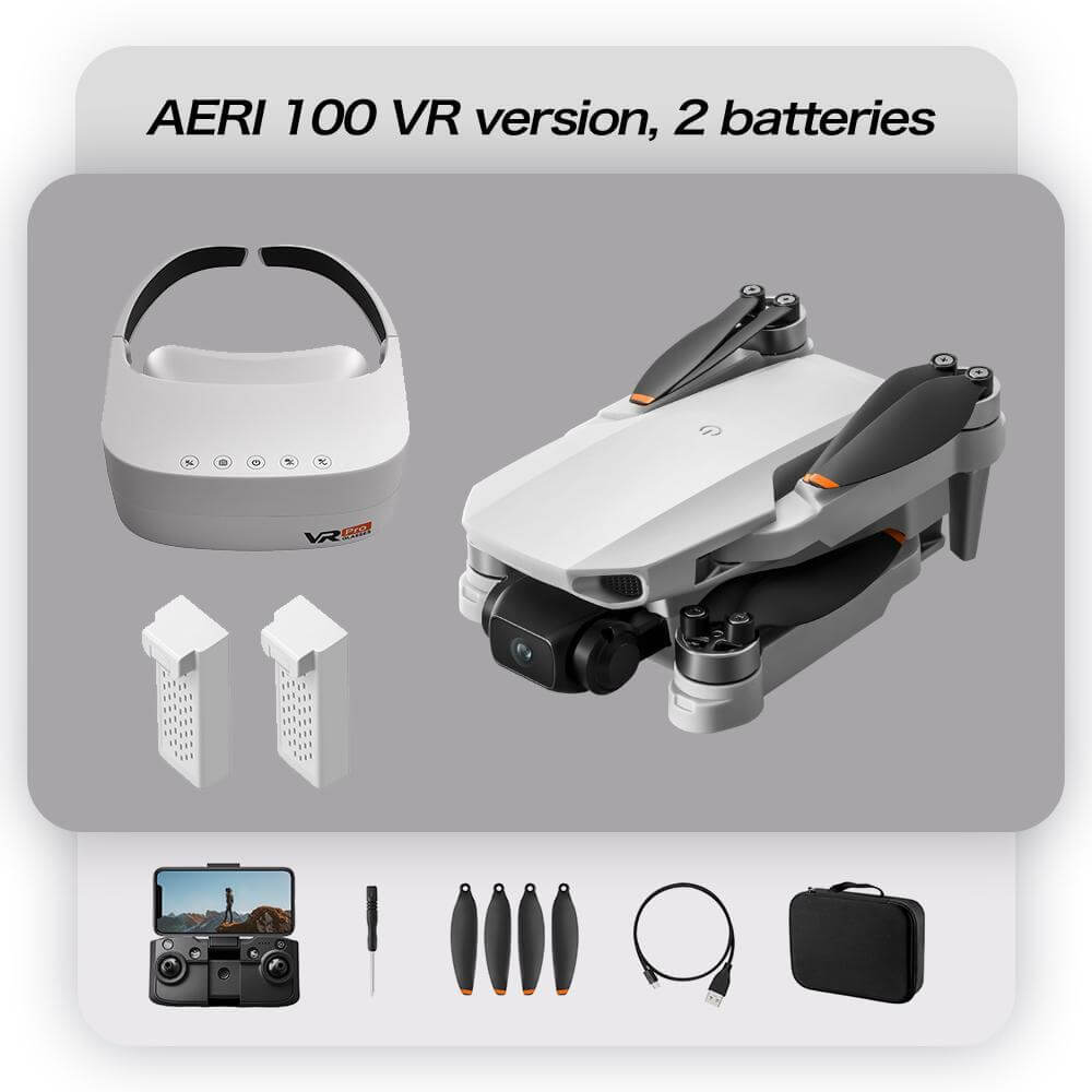 Dual HD camera drone AERI 1 0 0 Foldable Drone With VR Goggles 2 BATTERIES