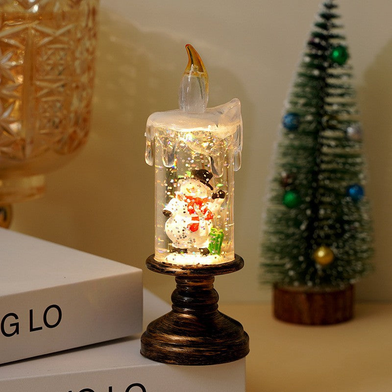Christmas Decorations Candle Light Scene Layout Call Snowman