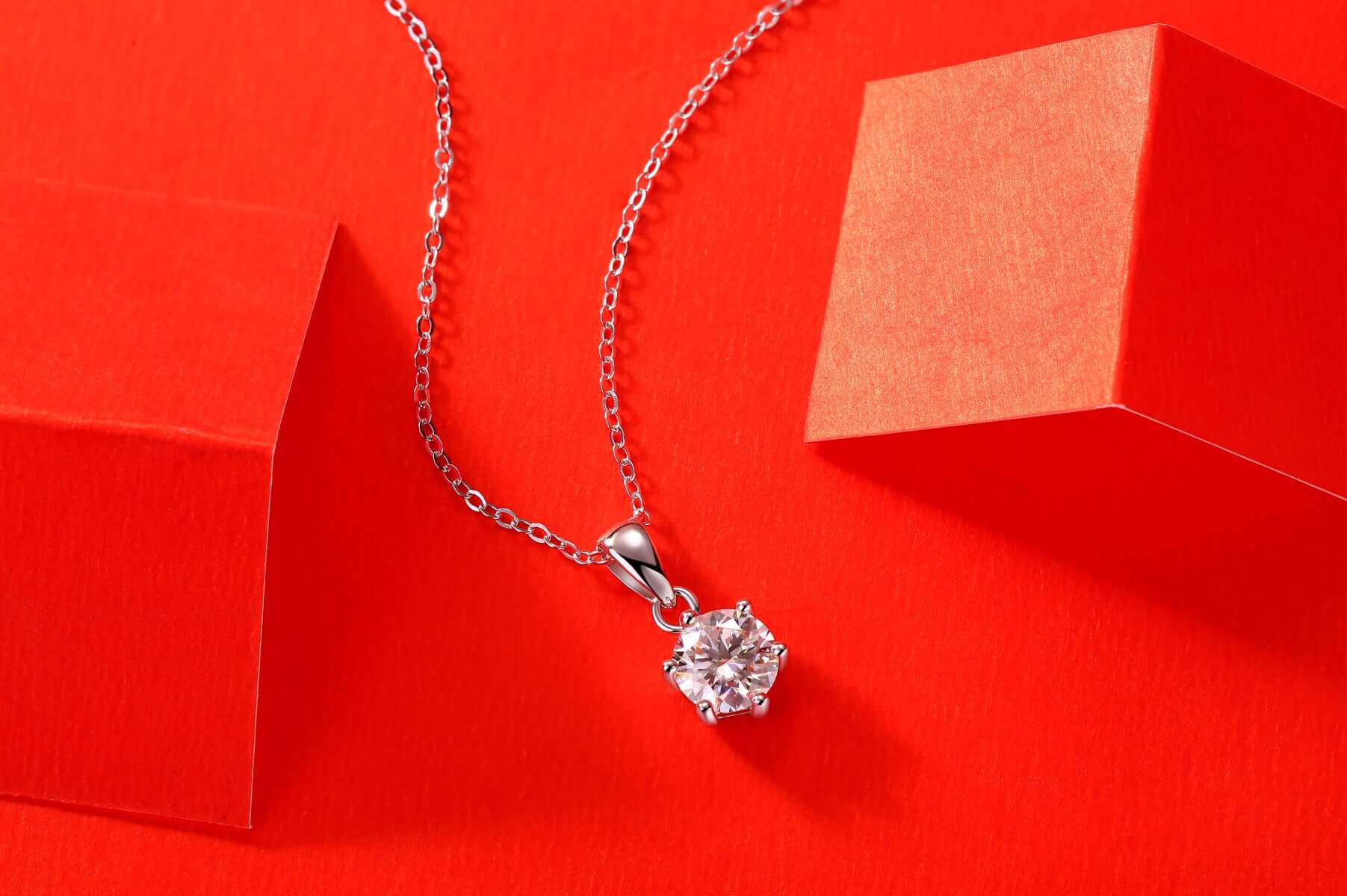 sterling silver diamond necklace Moissanite Solitaire Pendant