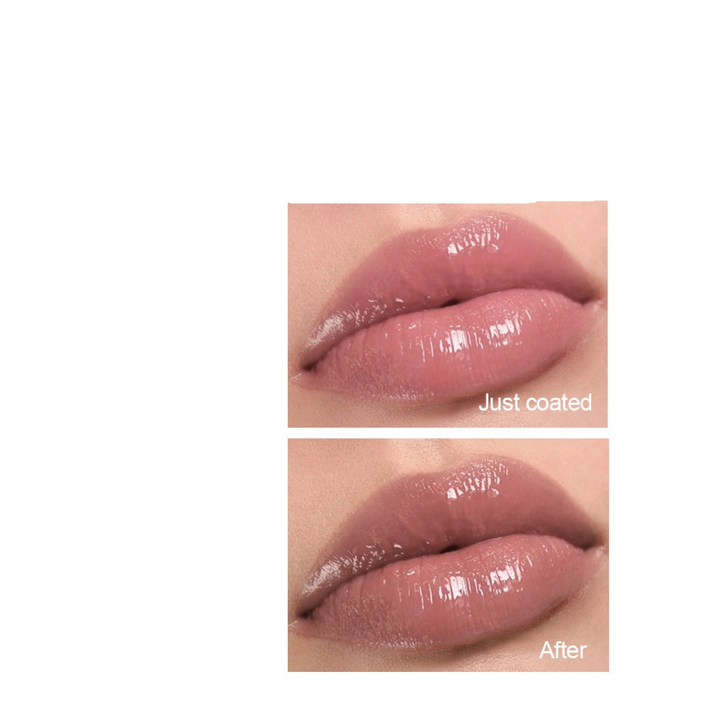 Comparison of lips before and after using beauty products for enhanced shine and hydration.