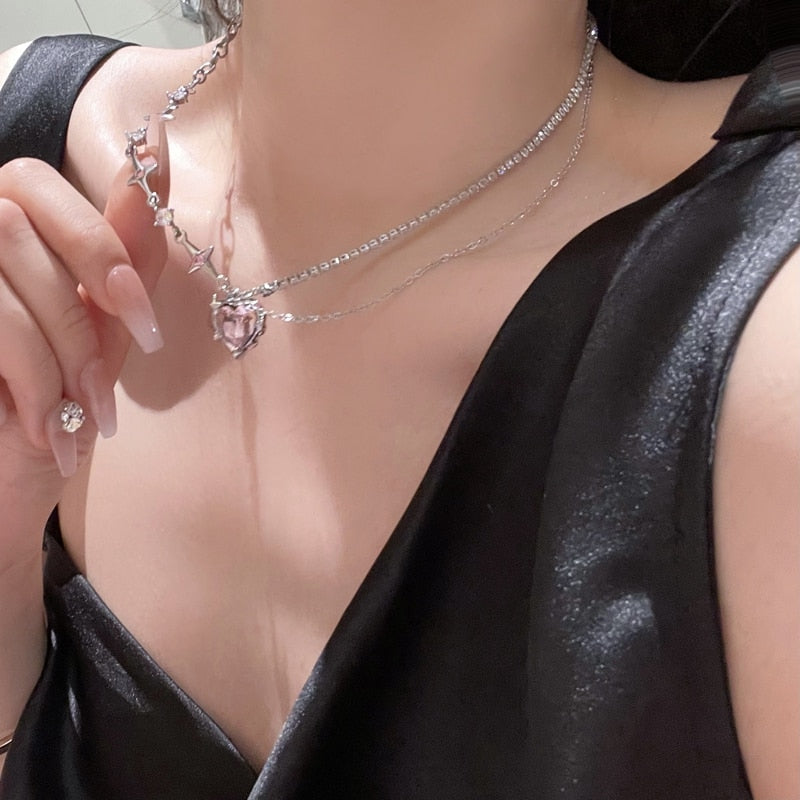 Necklaces showcasing layered silver designs and a heart pendant, featured in the Necklaces collection at Mr Gee General Store.