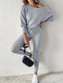 Casual Two-Piece Outfit Featuring A Long-Sleeve Pullover And High-Waisted Drawstring Pants XL