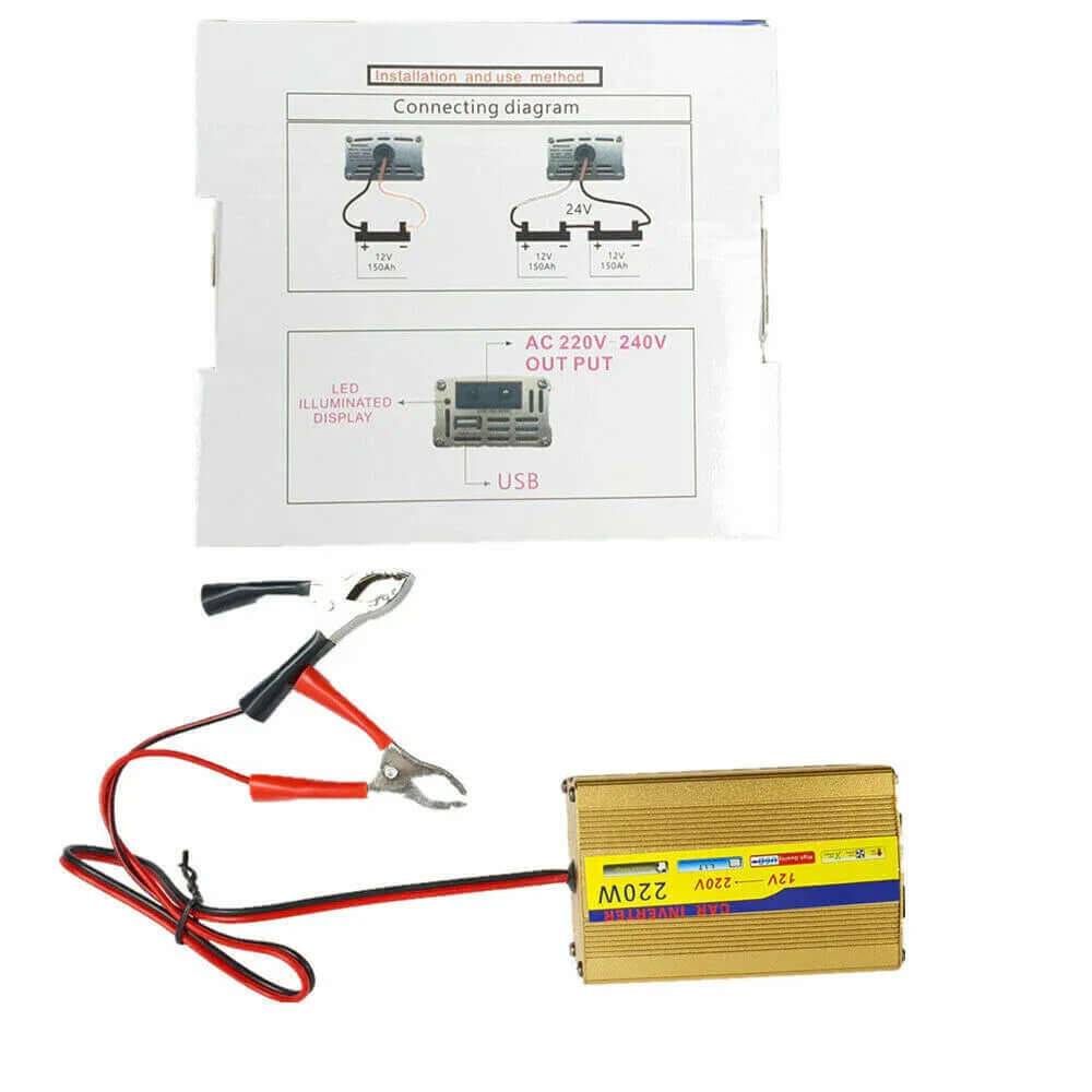 220W Inverter100W Solar Panel Kit USB Battery Charger Convert
