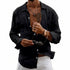 casual linen shirt Loose-fit Cardigan With A Lapel Collar Black