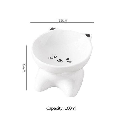ceramic cat bowl Small Cat Face Shape Pet Food Bowl Black 2in1