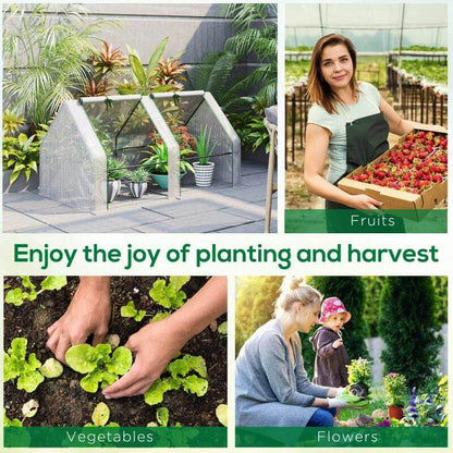 Portable Mini Greenhouse, Outdoor Garden With Large Zipper Doors And Water UV PE Cover