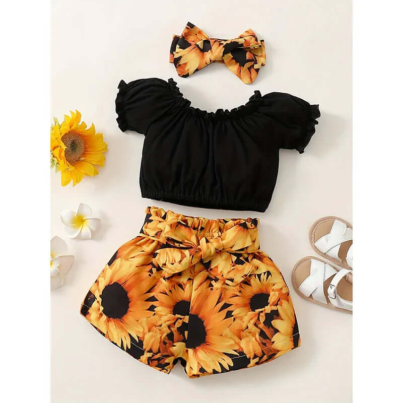 3pcs Summer Baby Outfit Set Short Sleeve