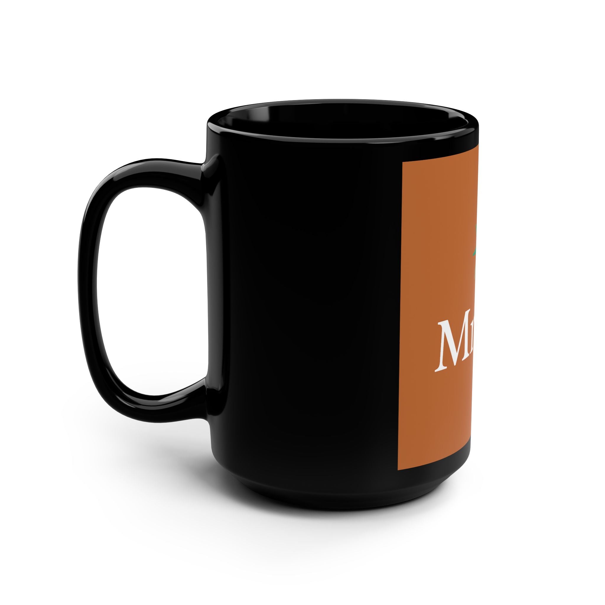 MrGee Branded 15oz Black Ceramic Mug — Logo Coffee Cup