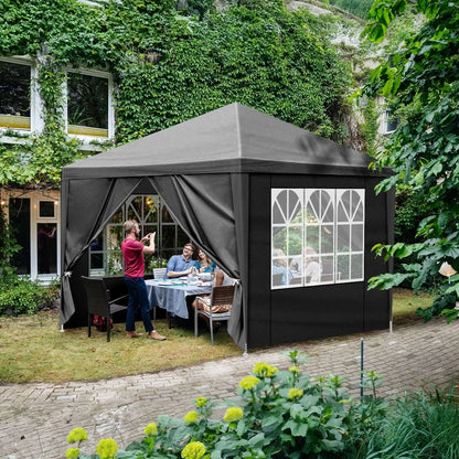 4 Sides Pergola 10x10ft Black, 4 Sides Pergola, PE Cloth