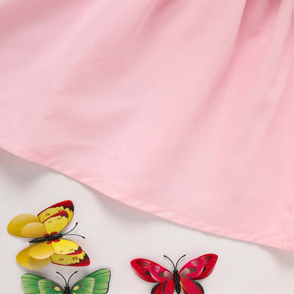toddler girl dress with bow Pink Ruffle Sleeve Dress